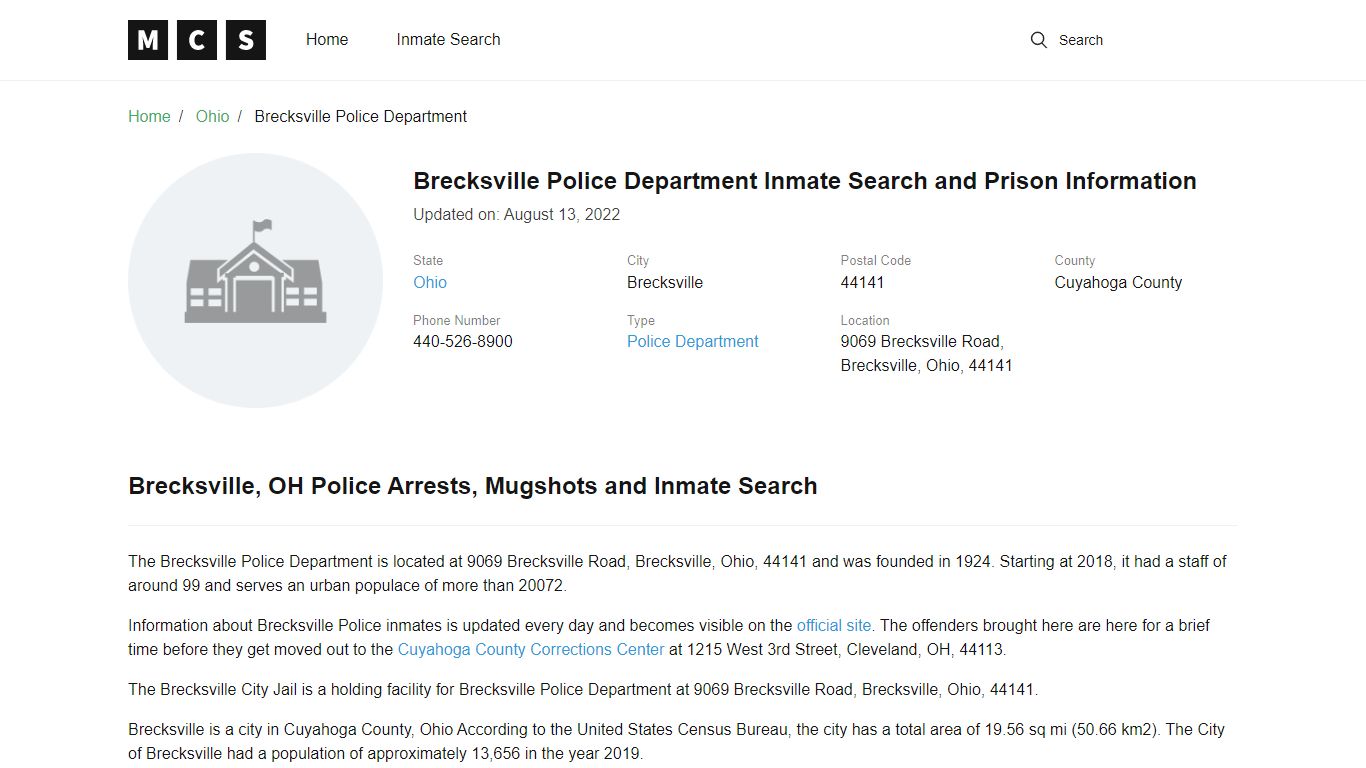 Brecksville, OH Police and Jail Records