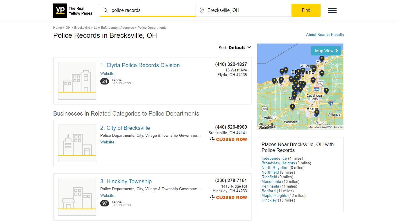 Police Records in Brecksville, OH with Reviews - YP.com