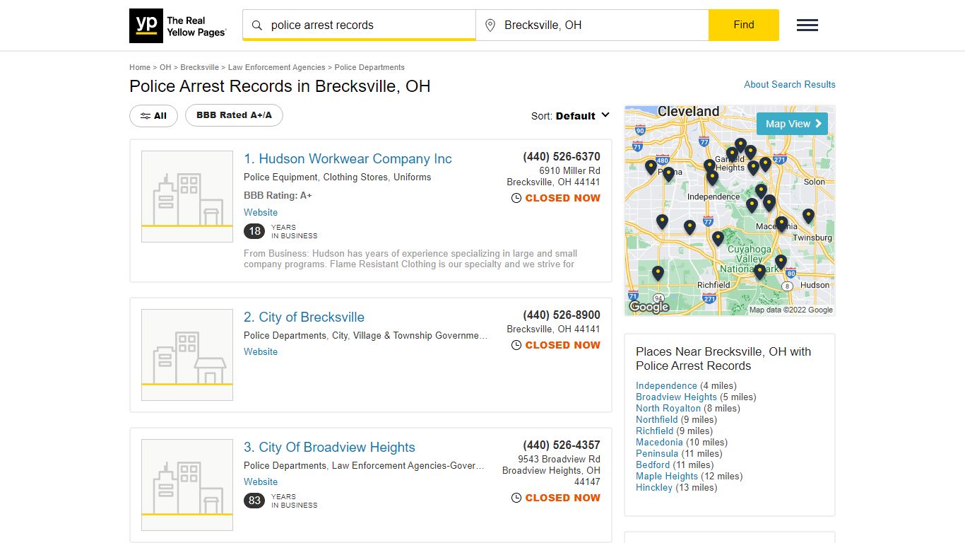 Police Arrest Records in Brecksville, OH - yellowpages.com